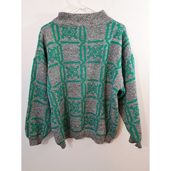 Boundry Waters Vintage Women's Gray Teal 90's Sweater Wool Blend 2X - Picture 2 of 5